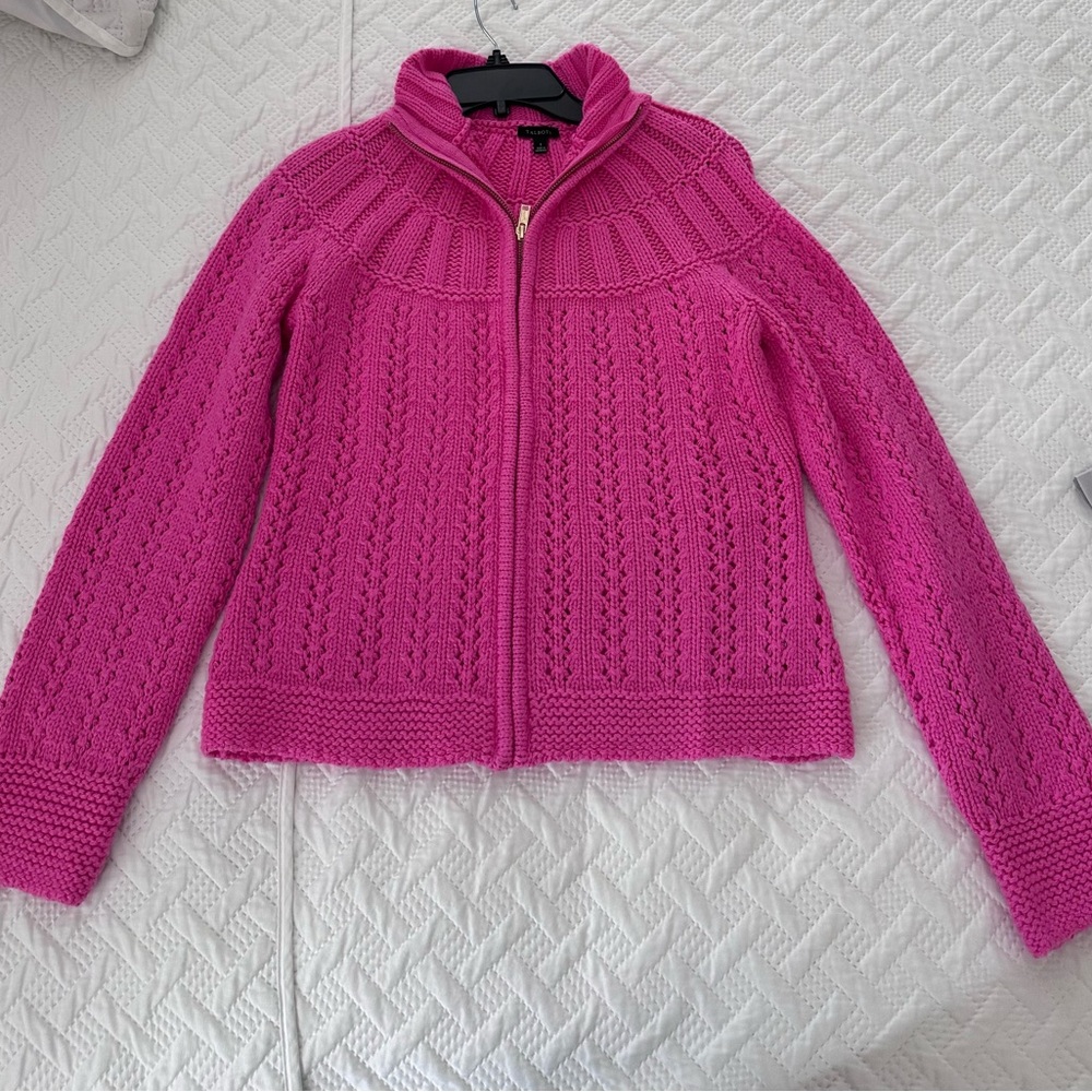 Talbots Vibrant Pink Cable Knit Sweater